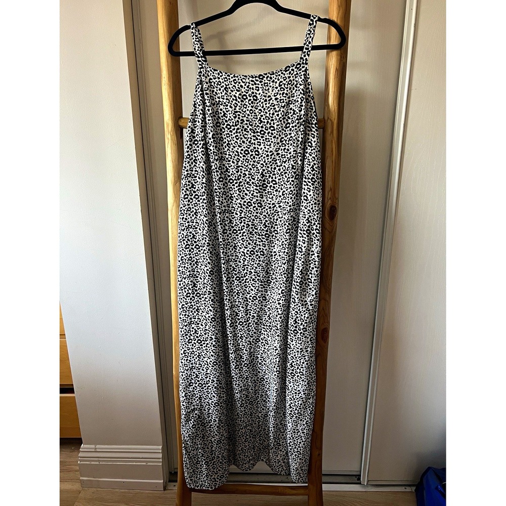 Old Navy Black White Leopard Square Neck Spaghetti Strap Wide-Leg Jumpsuit XL